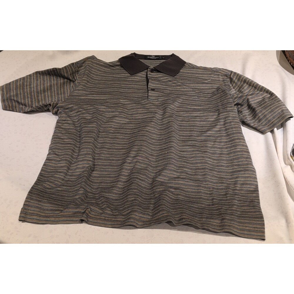 Bugatchi Uomo Polo Shirt Men’s XL Multicolor Striped Short Sleeve Golf Tennis